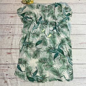 Kona Sol Green Leaf Print Swim Coverup Dress sz M